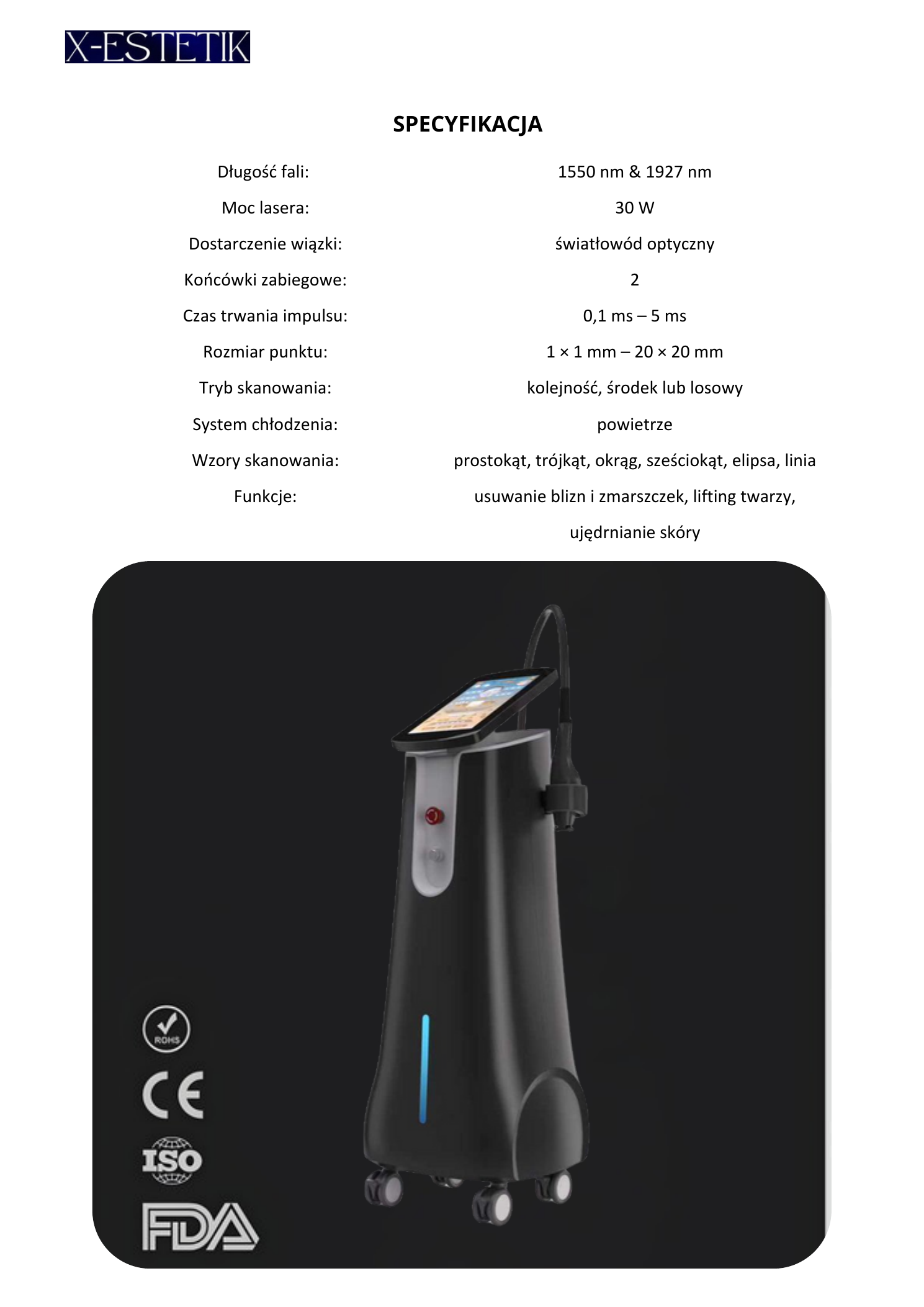 X‑Levage Erbo — specyfikacja