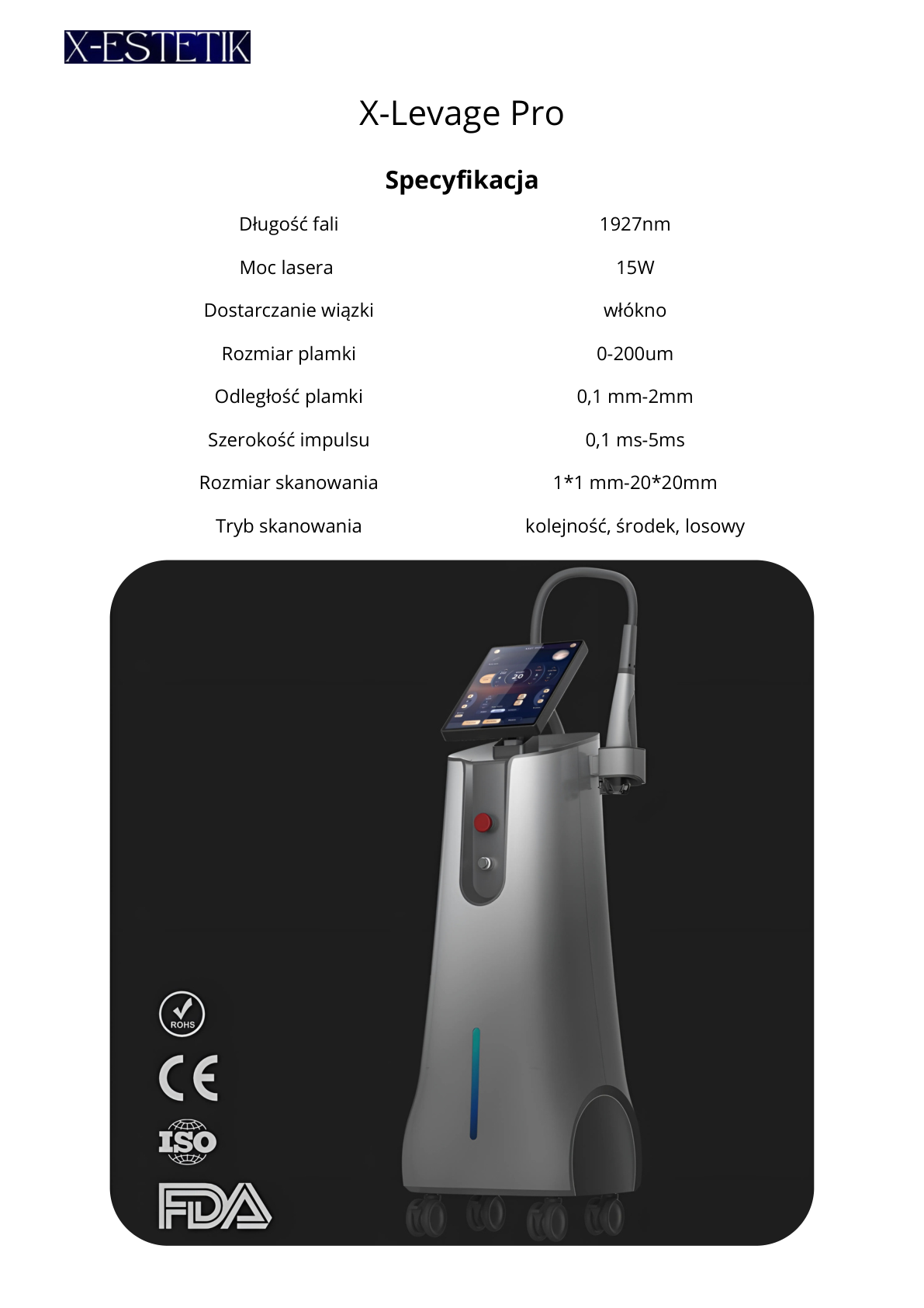 X‑Levage Pro — specyfikacja